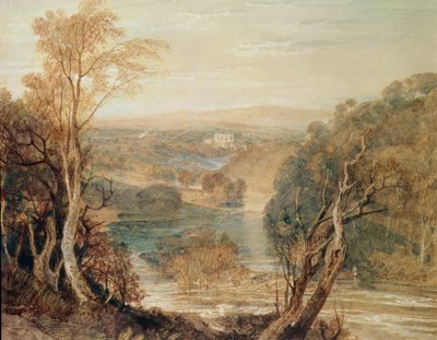 Der Fluss Wharfe mit einem entfernten Blick auf den Barden Tower von Joseph Mallord William Turner